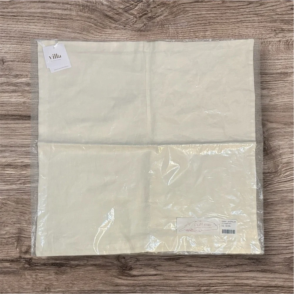 Pottery Barn/Villa By Classic Home Solstice Ivory Linen Pillow Sham Cover 22” OB